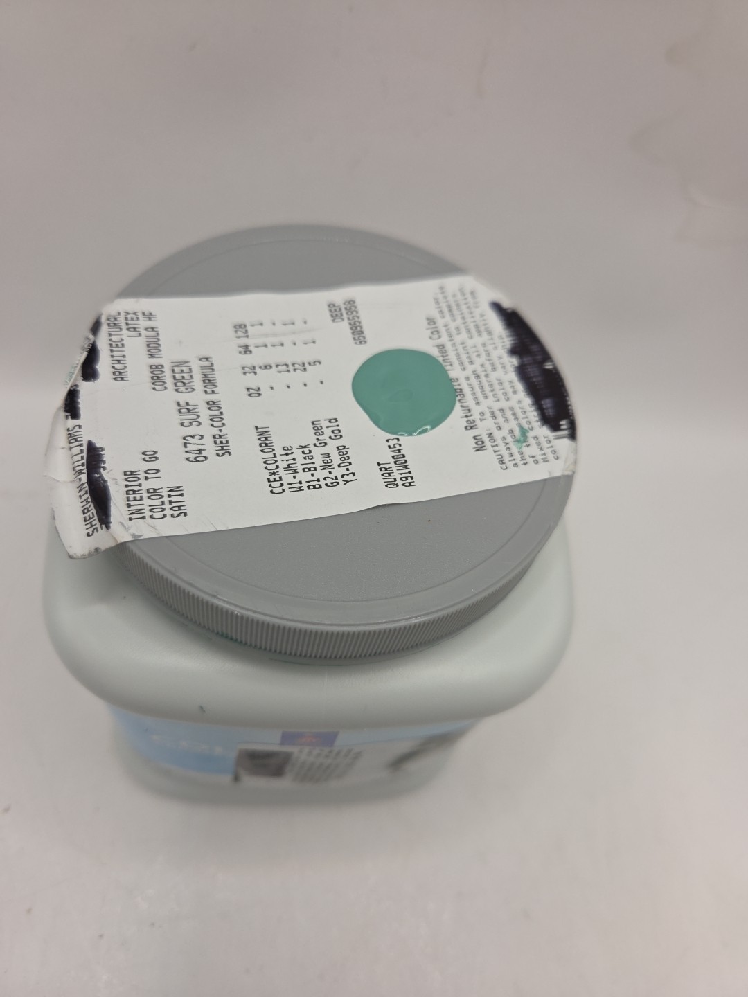 1 Qt Sherwin Williams Colors To Go Satin Interior/Exterior Color 6473 Surf…