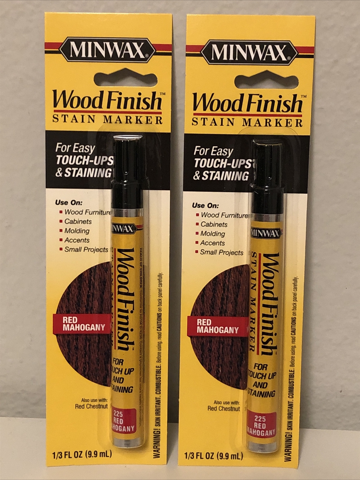 2 Pack! Minwax 63484000 Wood Finish Stain Marker, Red Mahogany, Red Chestnut