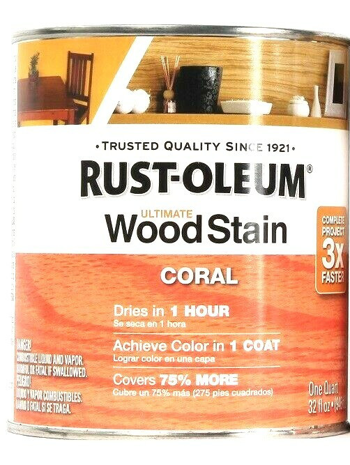1 Rust-Oleum 32 Oz Ultimate Wood Stain One Coat 330109 Coral Dries In 1 Hour