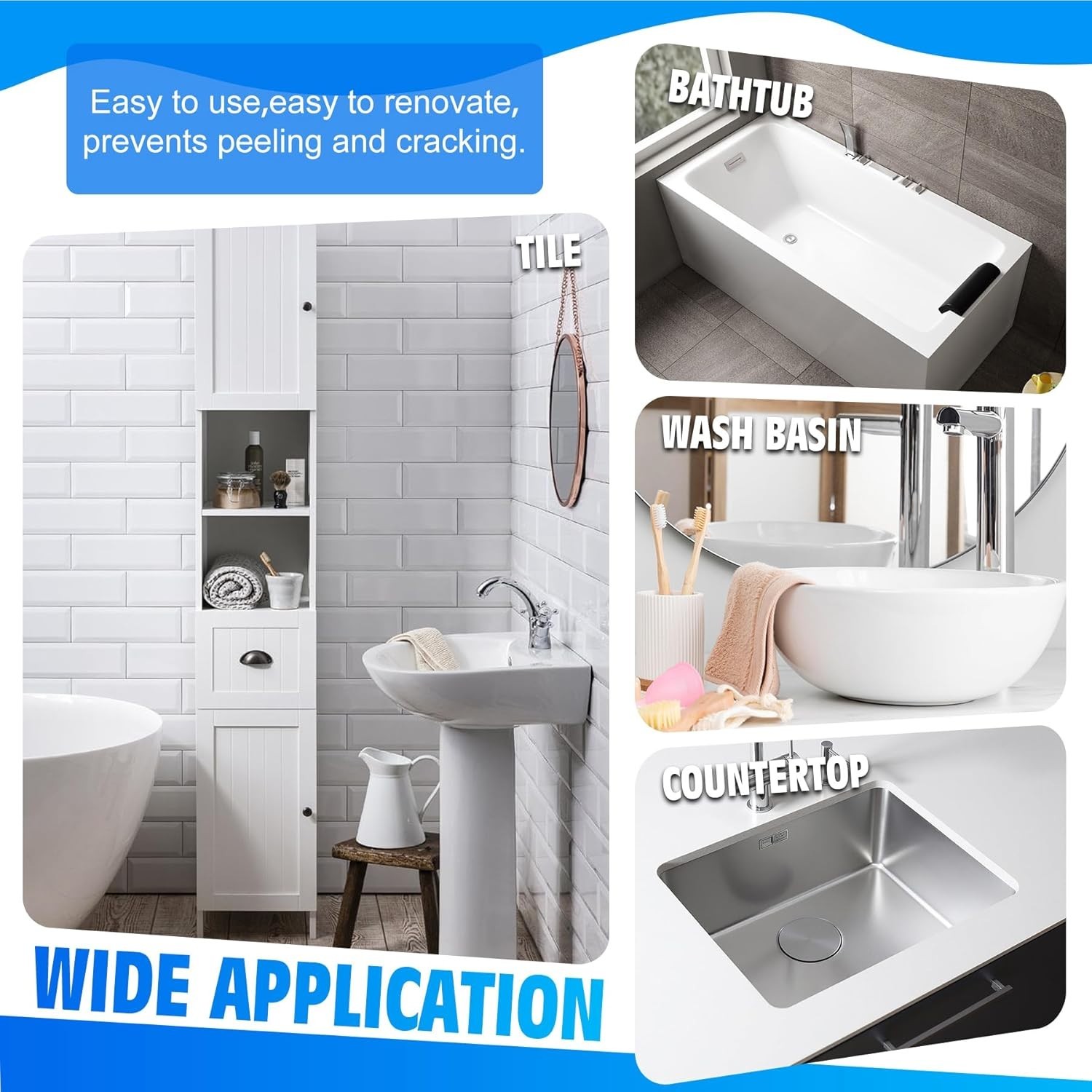 Tub and Tile Refinishing Kit – 17Oz Semi-Gloss White Tile Paint with Tools for B