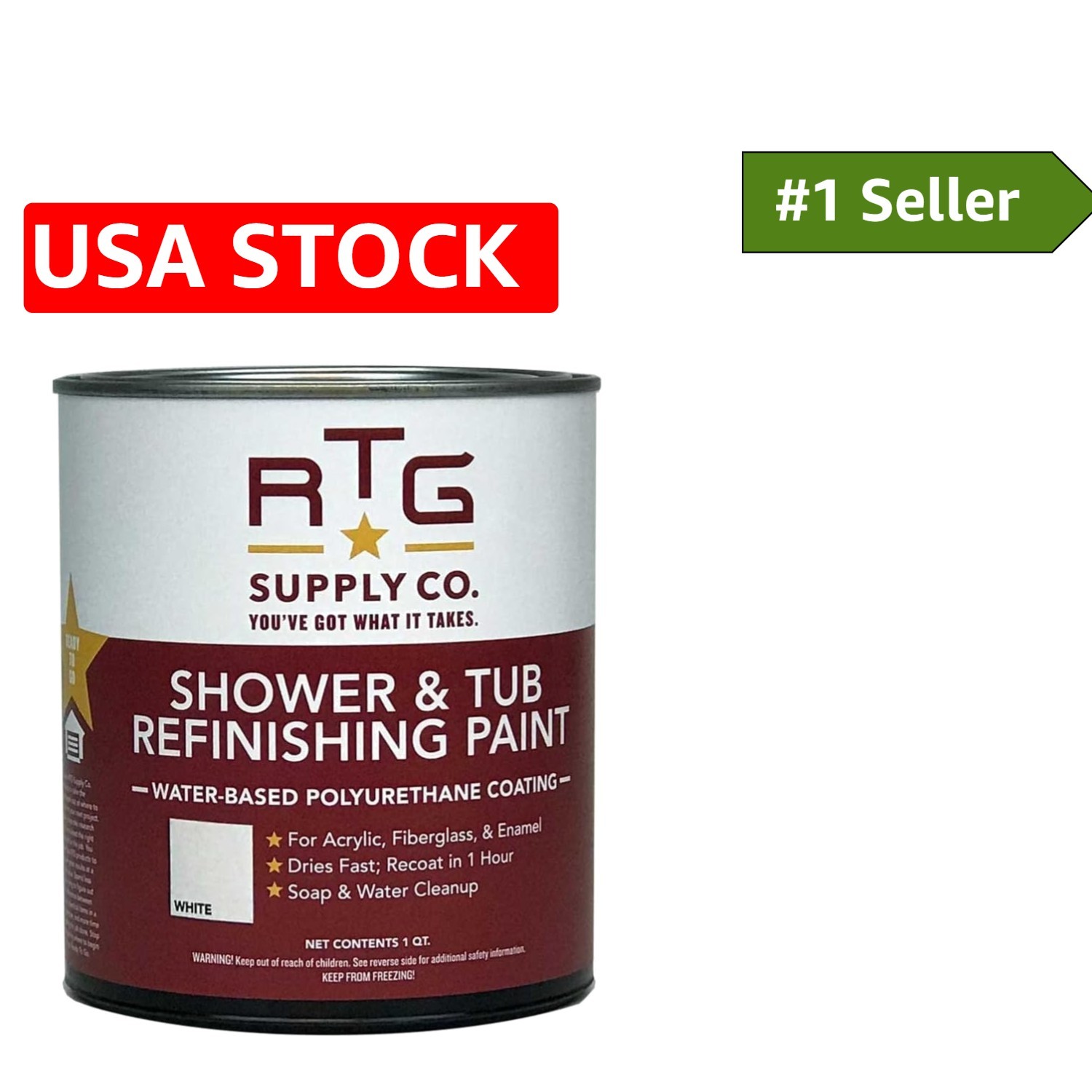 32 Fl Oz RTG Shower & Tub Enamel Paint – Low-VOC, Fast-Drying, Beautiful Finish