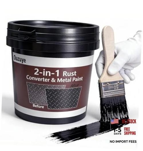 2 in 1 Rust Converter & Metal Primer Rust Reformer Paint for Metal, 35OZ Black