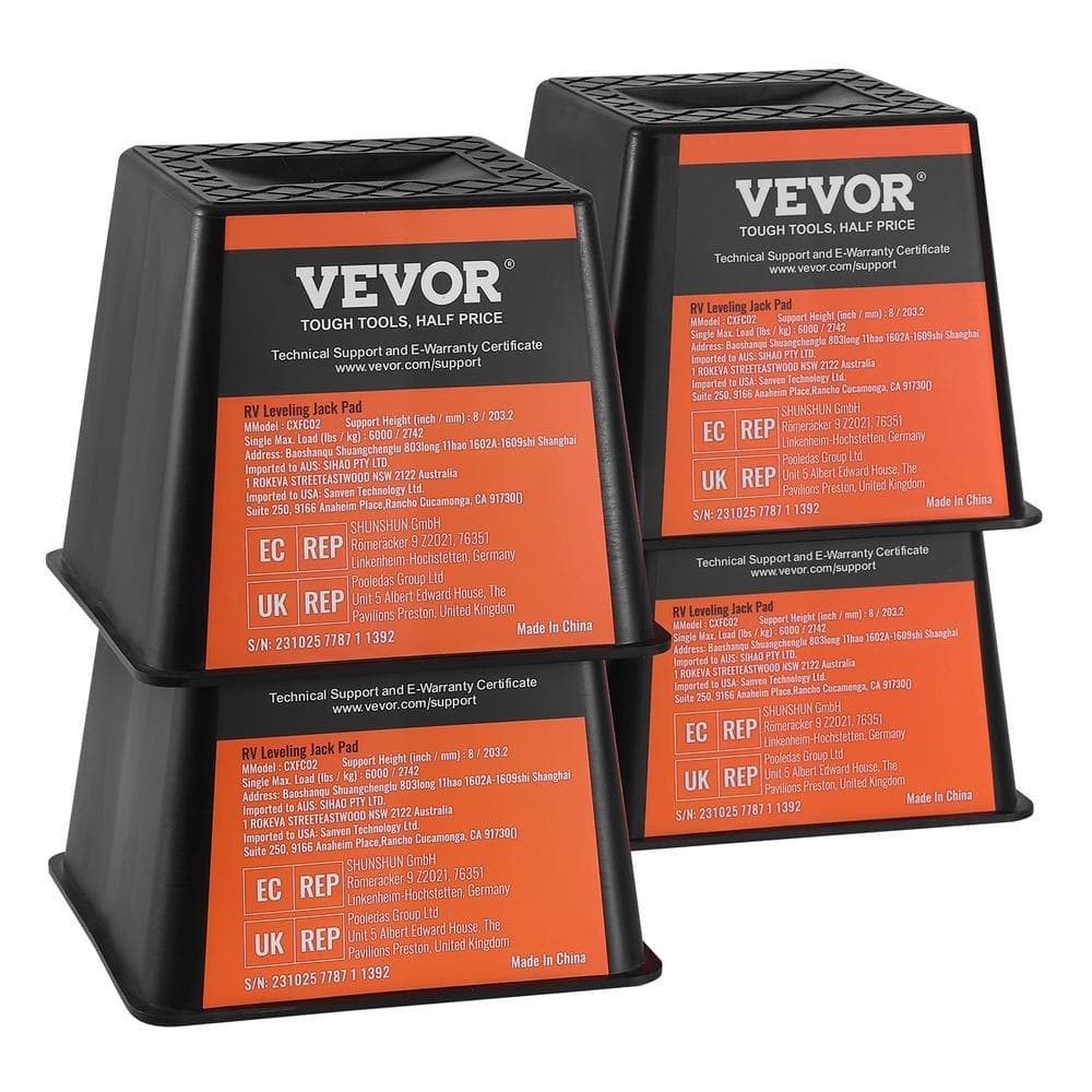 VEVOR 6000 lbs. Capacity Polypropylene Trailer Jack Block Stabilizer 4-Pack