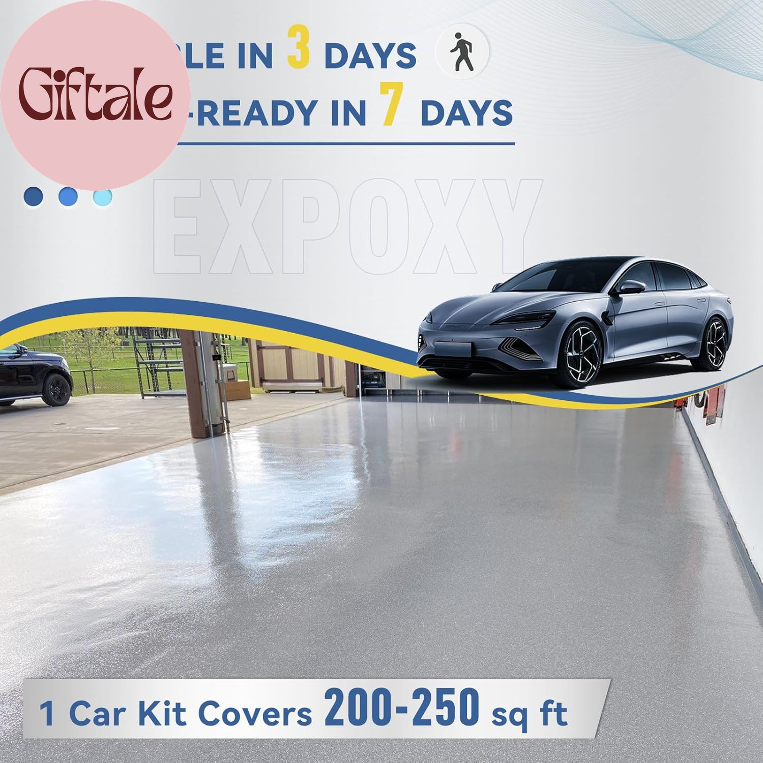 Garage Floor Epoxy Kit with Primer, Garage Floor Paint with Tools, Epoxy Coating