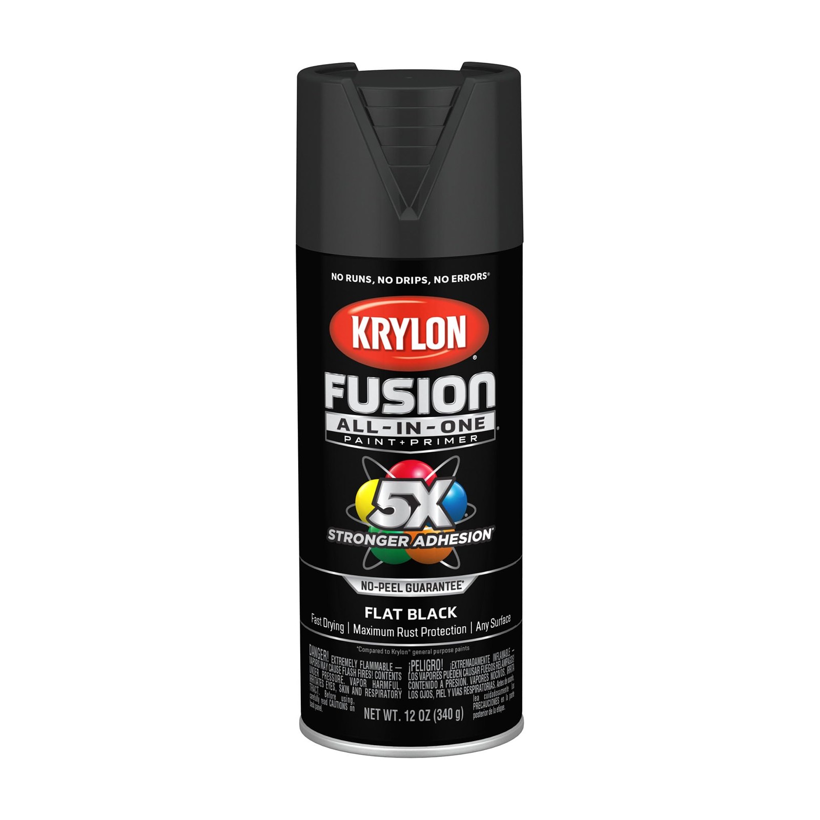 Krylon Rust Preventative Spray Paint, Black, Flat, 1 Count (Pack of 1), Black