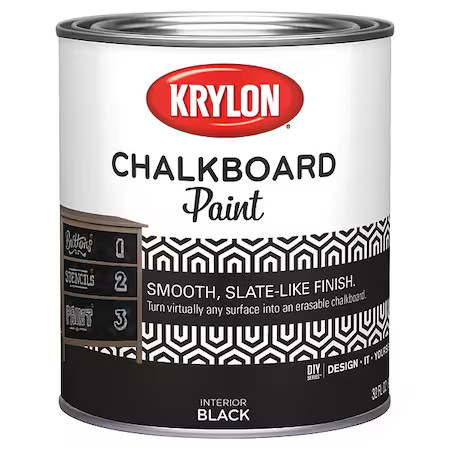 Krylon K05223007 Interior Paint, Smooth, Water Base, Black, 1 Qt