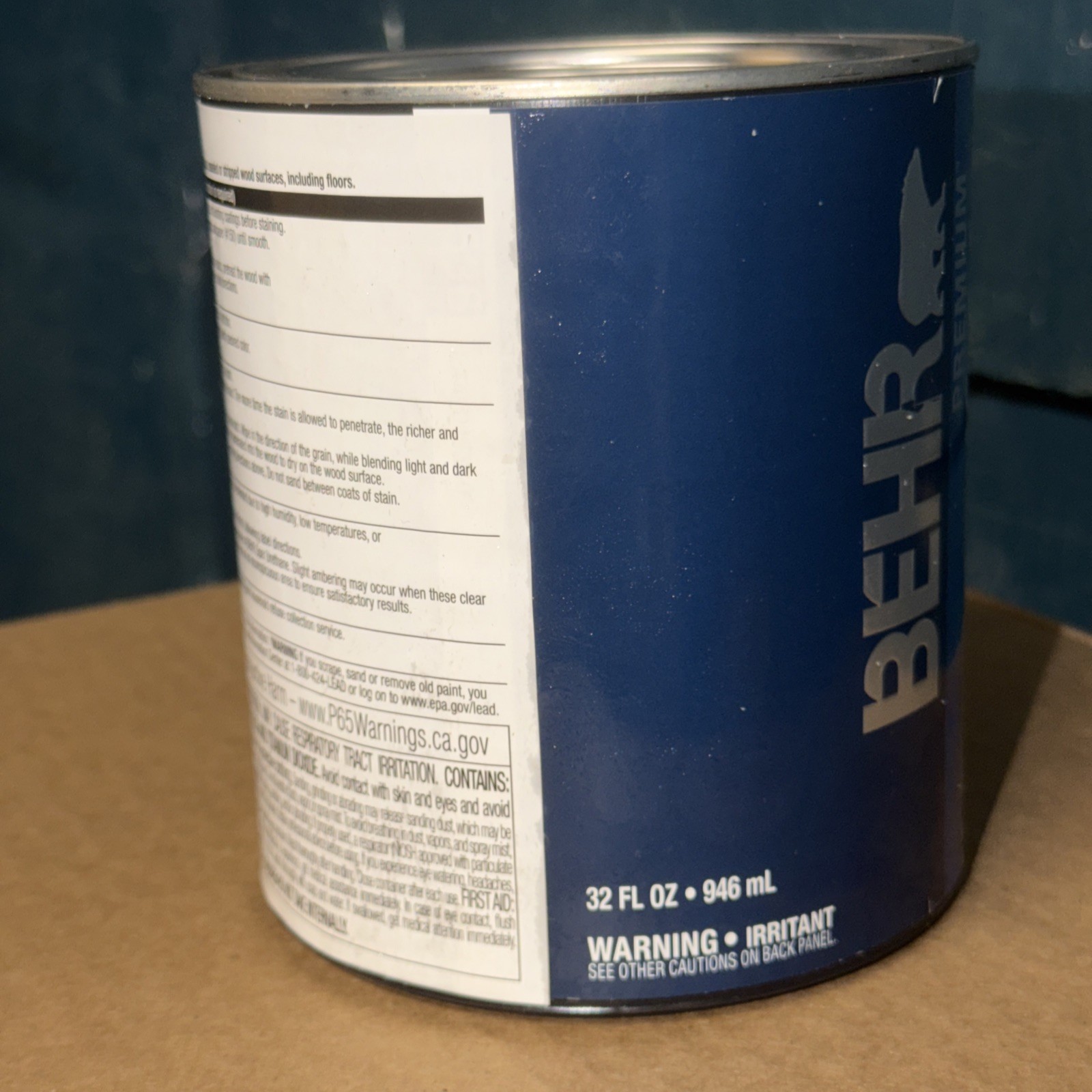 One Quart Behr Premium Fast Drying Water-based Wood Stain Weathered Gray B4536