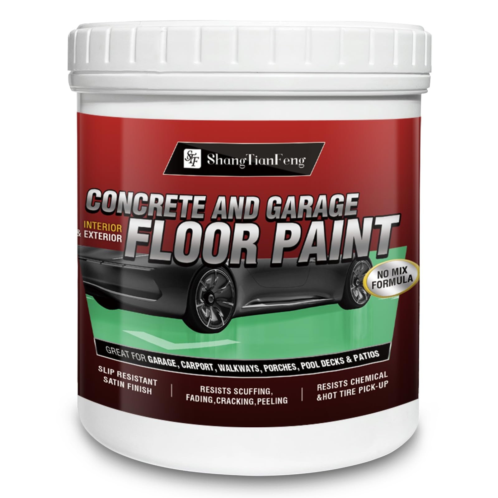 Professional Floor Paint Kit 1 Gallon Green Acrylic Concrete Coating for hou…