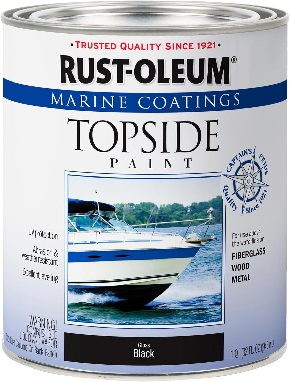 207006 Marine Coatings Topside Paint, Quart, Black