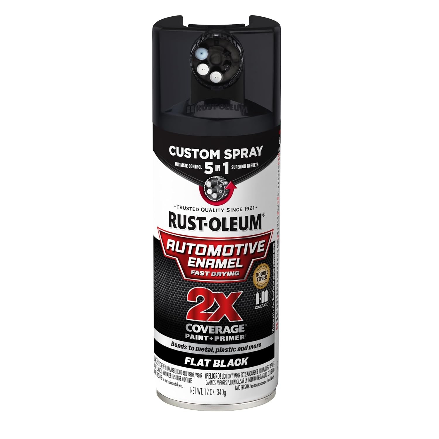 Rust Oleum 2X Enamel Spray Paint 12oz in 1 Flat Black Automotive Paint Fast Dry