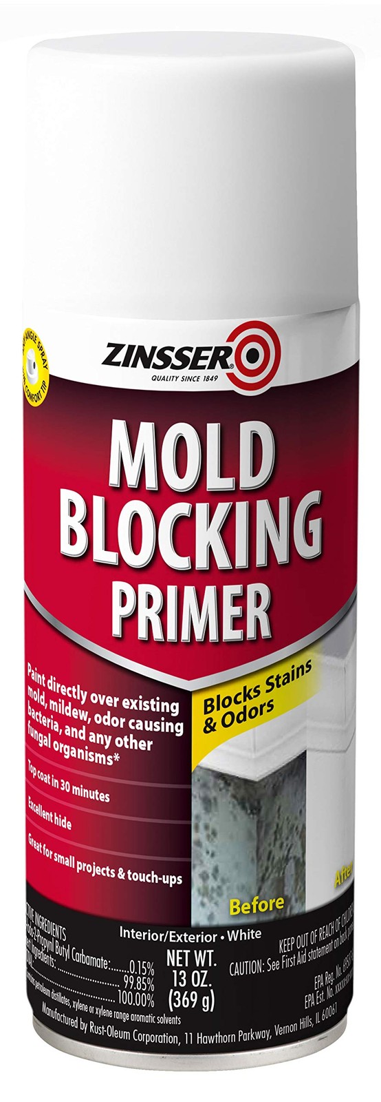 Rustoleum 287512 Mold Blocking Primer Spray 13 Oz Flat White