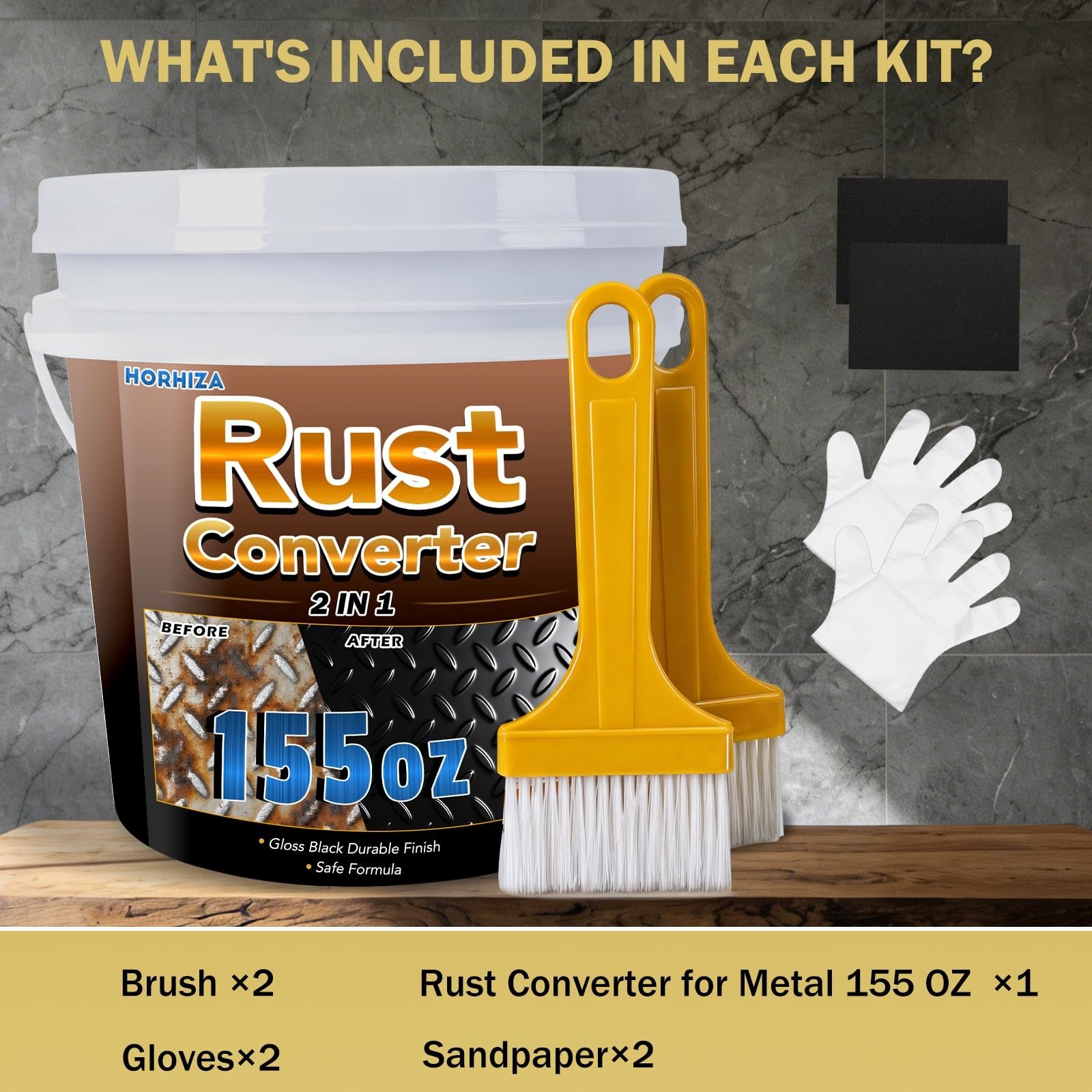 2-in-1 Rust Converter & Metal Primer – 155 Oz Black Rust Inhibitor Paint, Heat-R