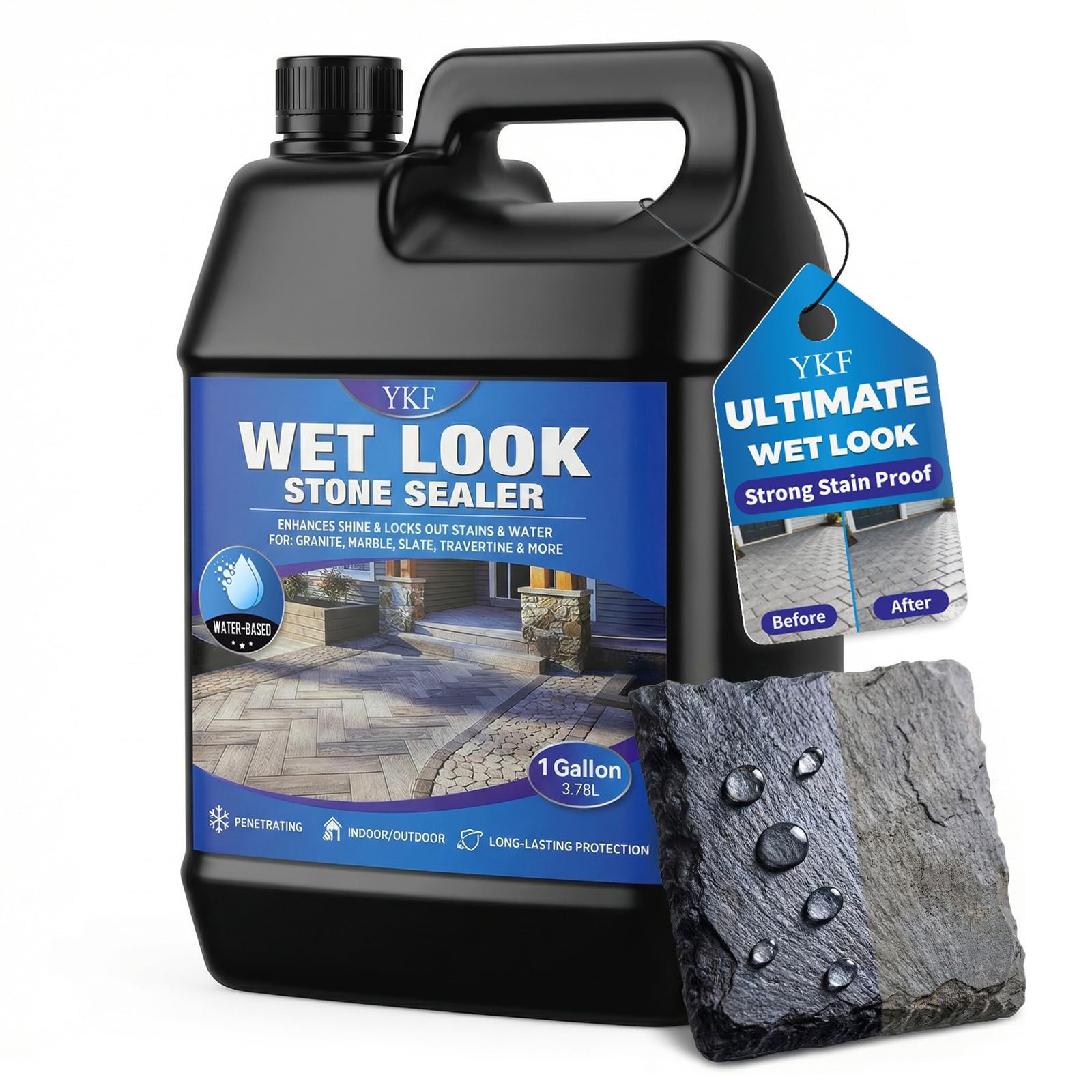 Wet Look Stone Sealer – Long-Lasting Color Enhancement for Pavers, Concrete,…