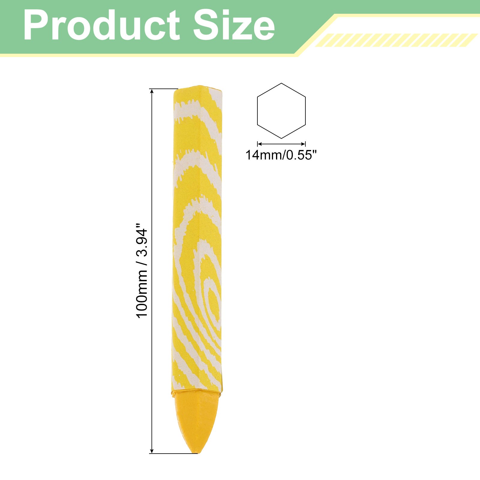 6Pcs Lumber Marking Crayons Yellow Hex Wax Tire Marker 4″ x 0.55″