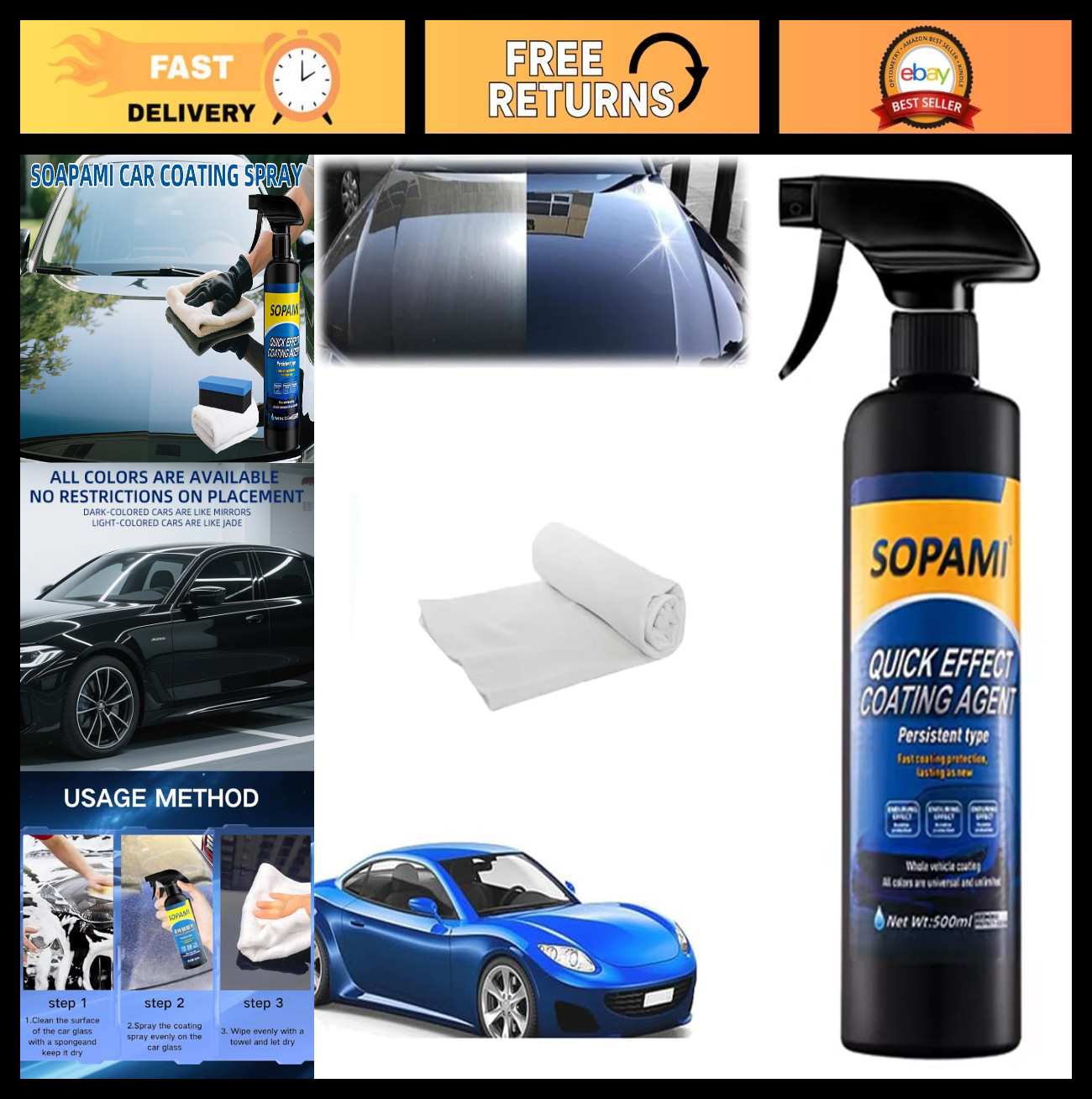 Ceramic Paint Sealant Spray – Maximum Gloss & Shine, Hydrophobic Coating for Car