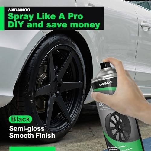 Clear Protective Topcoat & Semi-Gloss Black Wheel Rim Spray Paint – 4 Cans