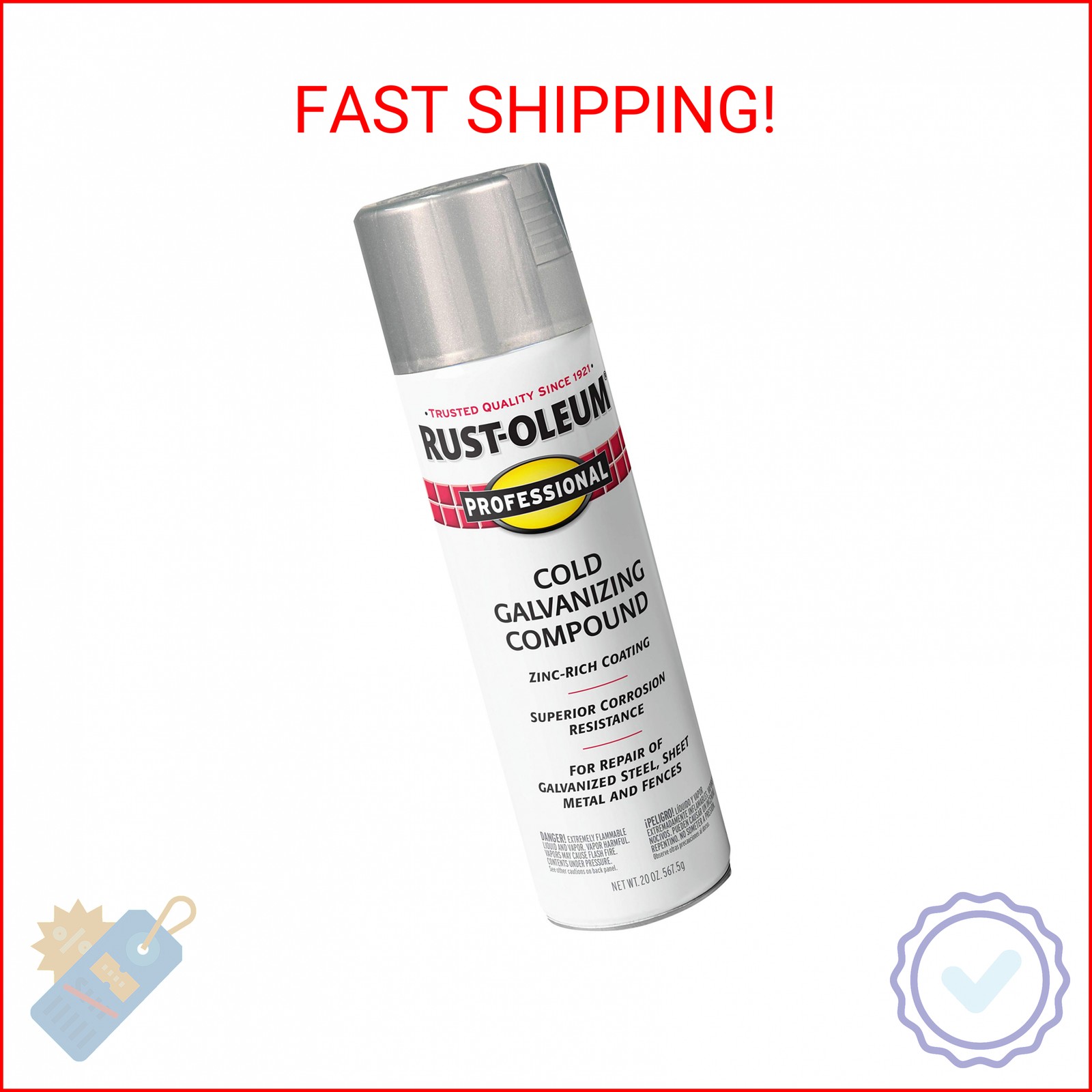 Rust-Oleum 7585838 Cold Gray Professional Galvanizing Compound Spray, 20 Oz