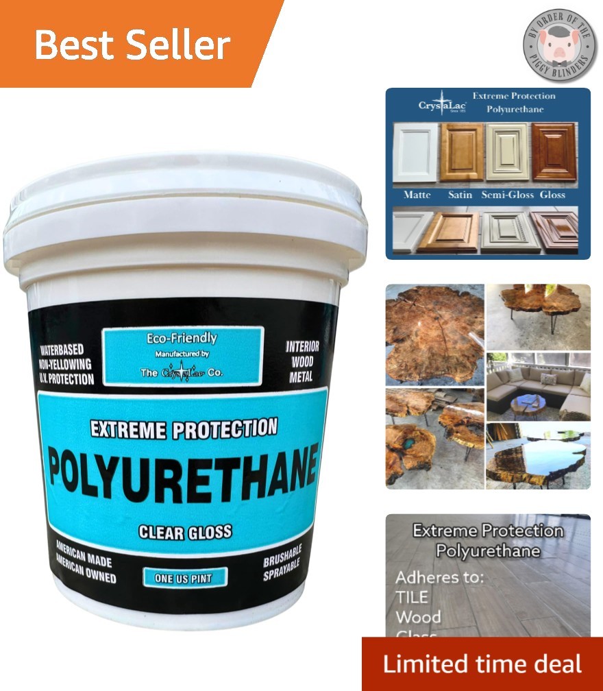 Durable Water Cleanup Polyurethane Gloss, 16oz – UV Protection & Scratch Proof