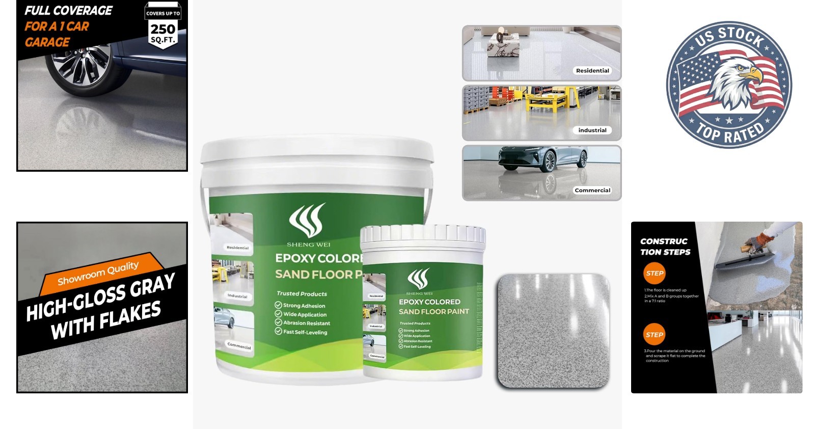 Gray Epoxy Coating with Marble Finish, 1 Gallon – Waterproof & Durable