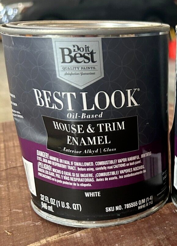 NOS Best Look Oil-Based Alkyd Gloss Exterior House Trim Paint White Enamel DENT