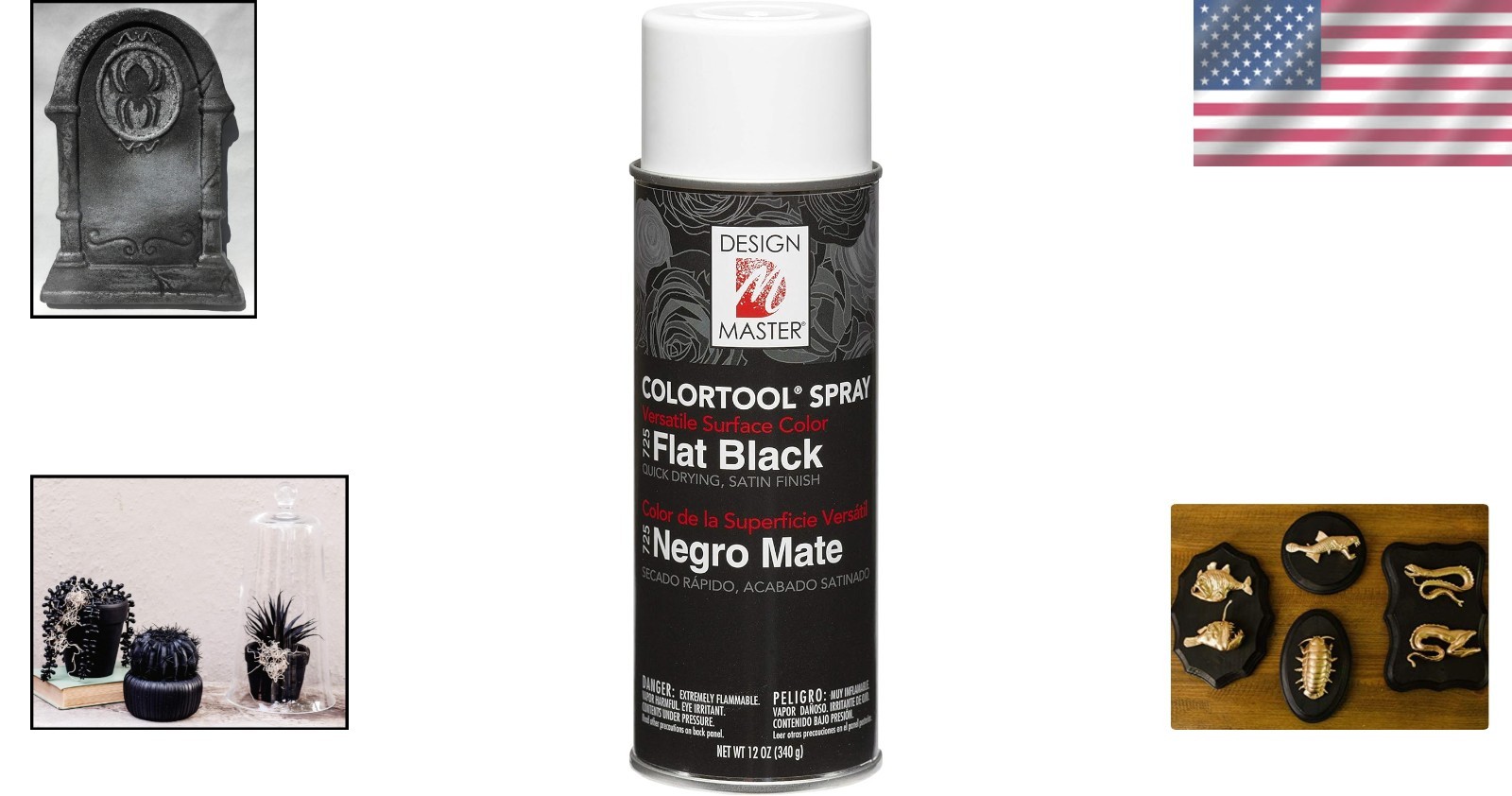 Colortool 725 Flat Black Spray – Fast Drying Satin Finish for Versatile Projects