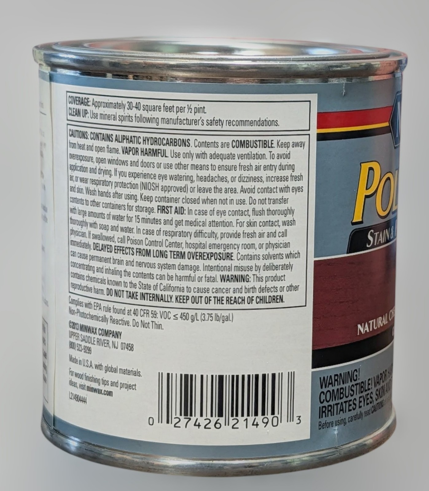 Minwax PolyShades Stain & Polyurethane – Natural Cherry, Gloss – 8 Oz – 1/2 Pint