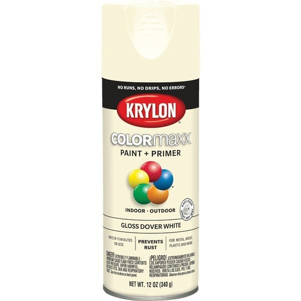 (6)-Krylon ColorMaxx 12 Oz. Gloss Spray Paint, Dover White Model: K05516007