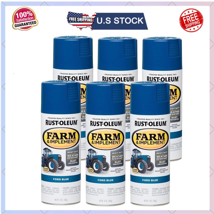 Rust-Oleum 280131-6PK Farm & Implement Spray Paint, 12 oz, Ford Blue, 6 Pack