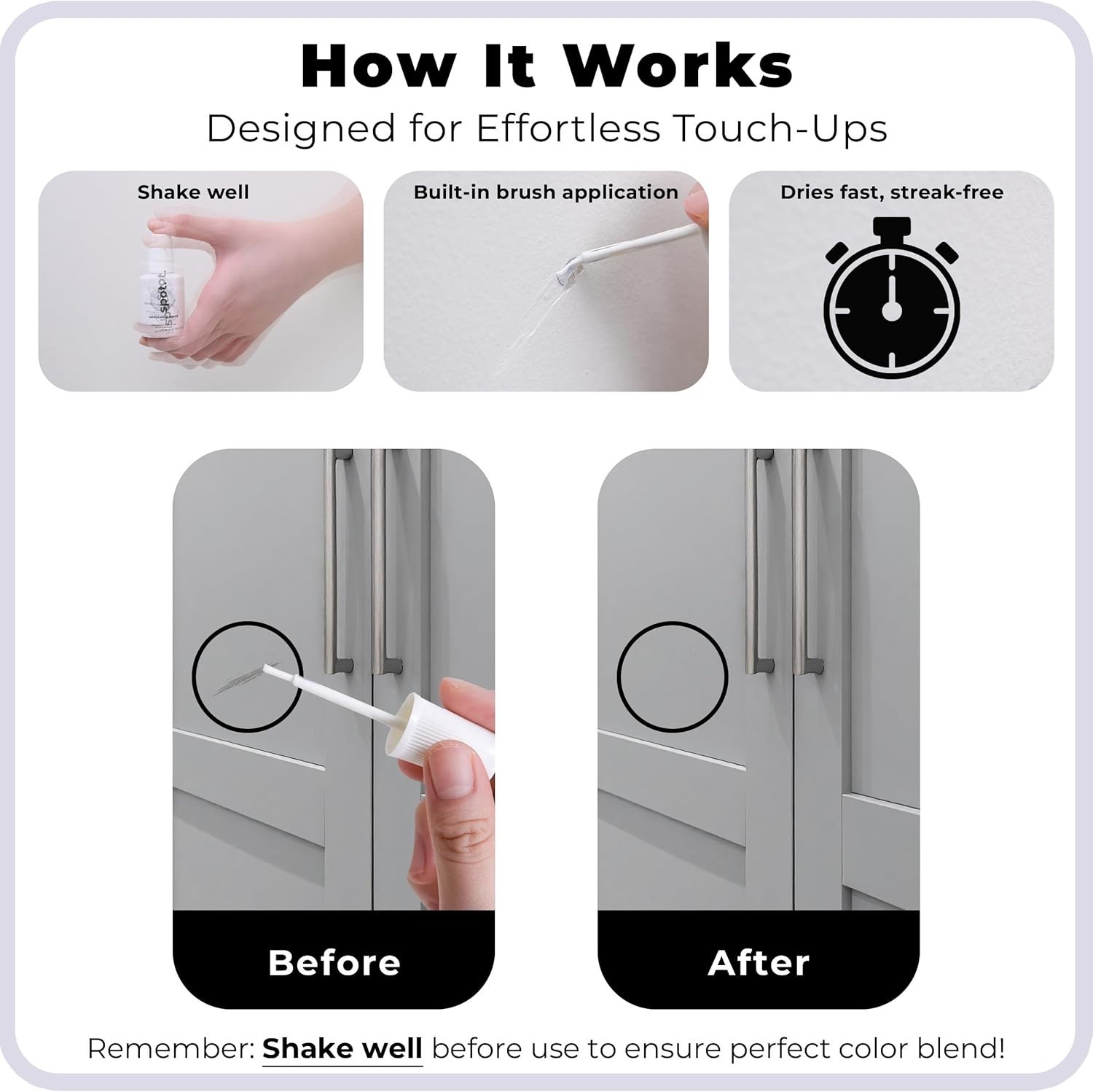 3-Pack Gray Matte Touch-Up Paint Kit for Doors, Cabinets & Walls, 1oz