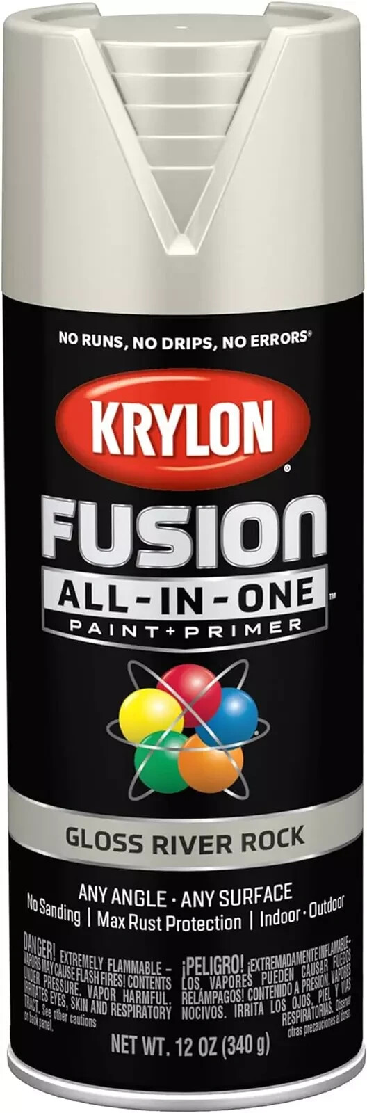 12 Oz Krylon River Rock Fusion All-In-One Paint & Primer Spray Paint, FREE SHIP