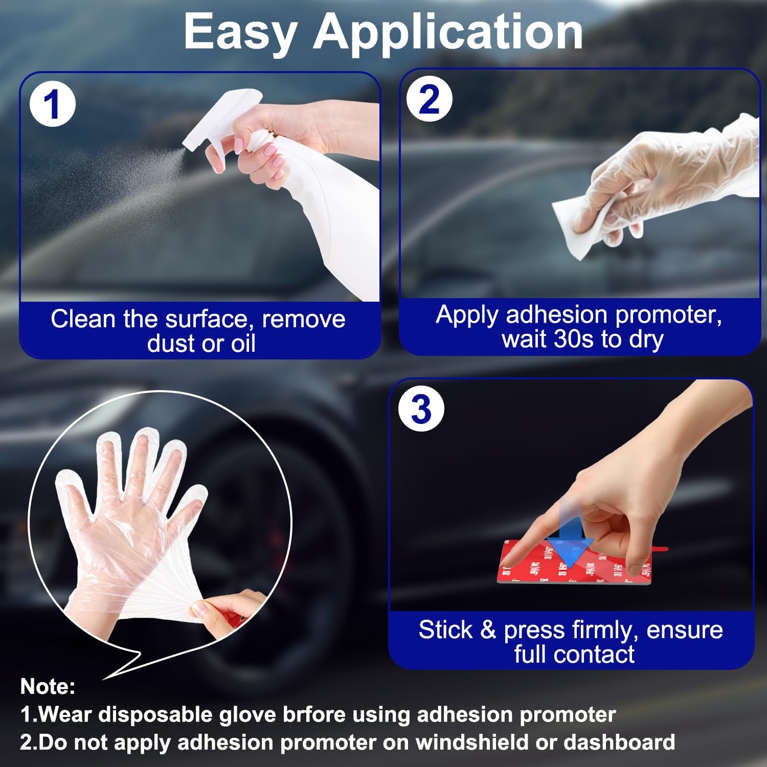 24Pcs Adhesion Promoter Wipes for Double Sided Tape, High Bond Adhesive Prime…