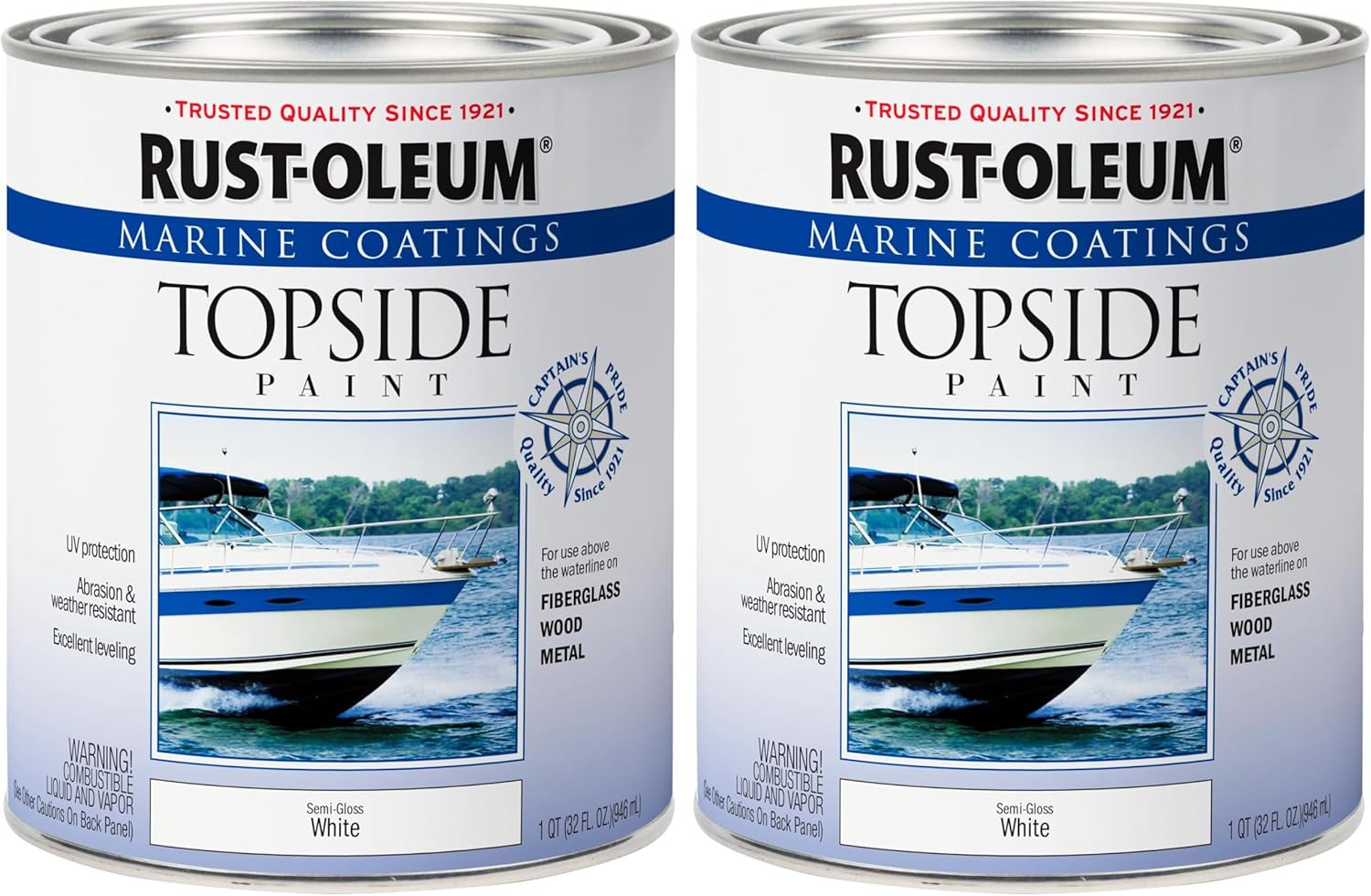 207000 Marine Coatings Topside Paint, Quart, Semi-Gloss White 32 Fl Oz (Pack of
