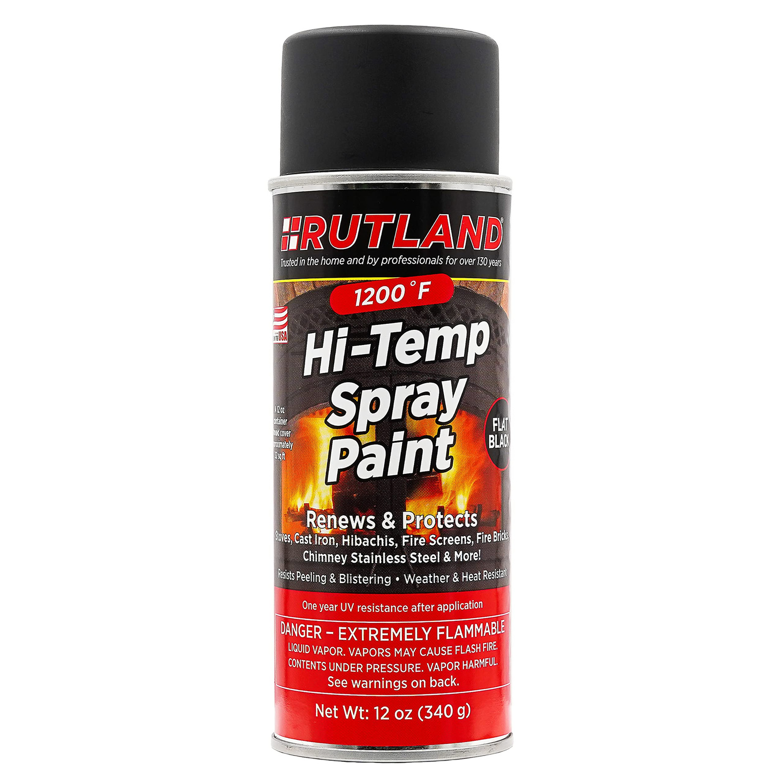 80 Hi-Temp Spray Paint, Fl Oz (Pack of 1), Black, 12