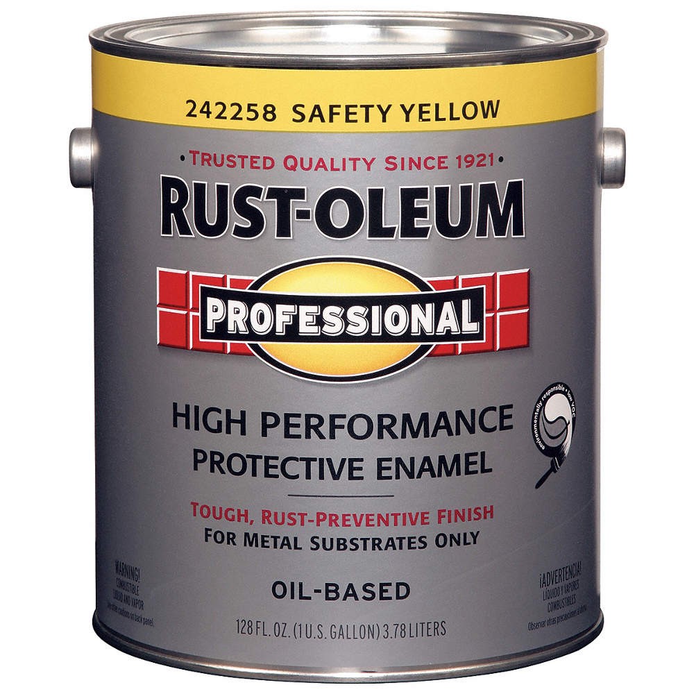 RUST-OLEUM 242258 Alkyd EnamelSafeYellowGloss,1gal 4VYH2