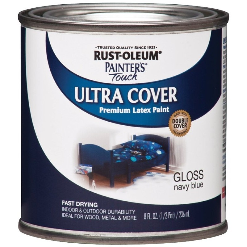 Rust-Oleum 1922730 Enamel Paint, Water, Gloss, Navy Blue, 0.5 pt, Can, 120 sq-ft