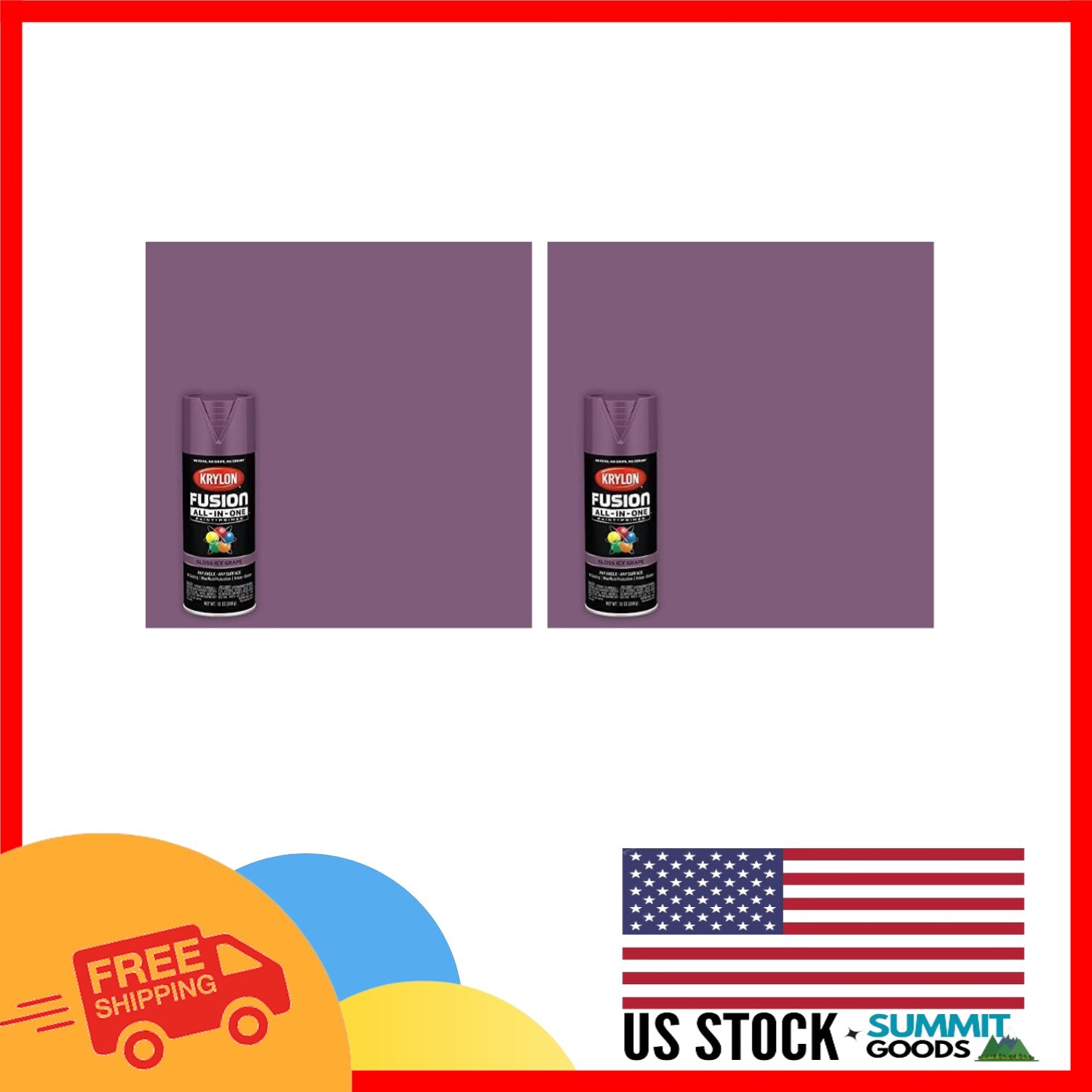 K02709007 All-In-One Icy Grape Purple Spray Paint – Quick Dry 12oz Pack of 2