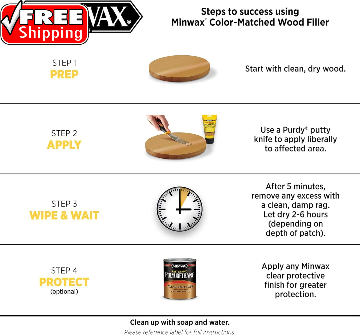 Color-Matched Wood Filler, Golden Oak, 6 Oz