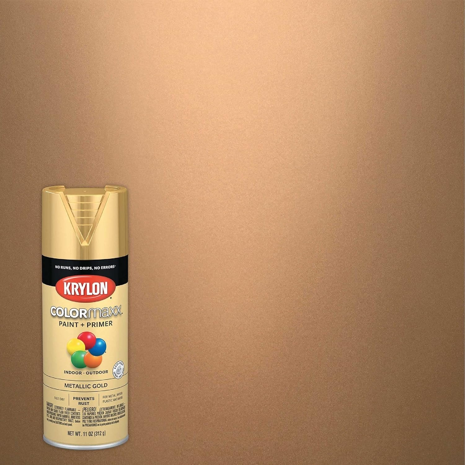 Krylon COLORmaxx Metal Gold Spray Paint – 11oz for Quick DIY Crafts & Furniture
