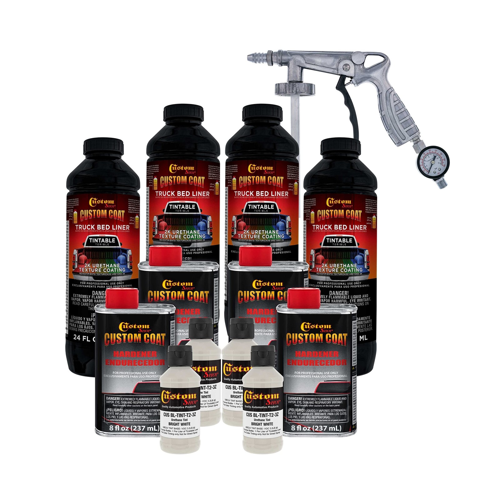 Custom Coat Bright White 1 Gallon Urethane Spray-On Truck Bed Liner Kit with …