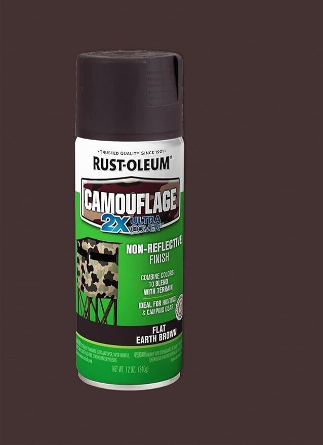 279178 Camouflage 2X Ultra Cover Spray Paint, 12 oz, Earth Brown