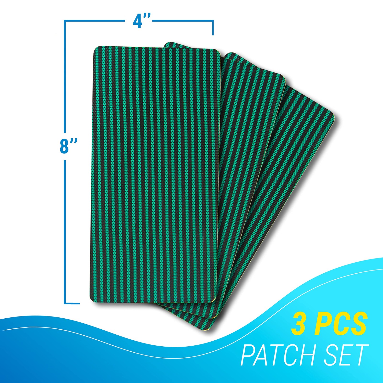 Pool Cover Patch Repair Kit, 3 Pack 4 x 8 Inch Green of 3,