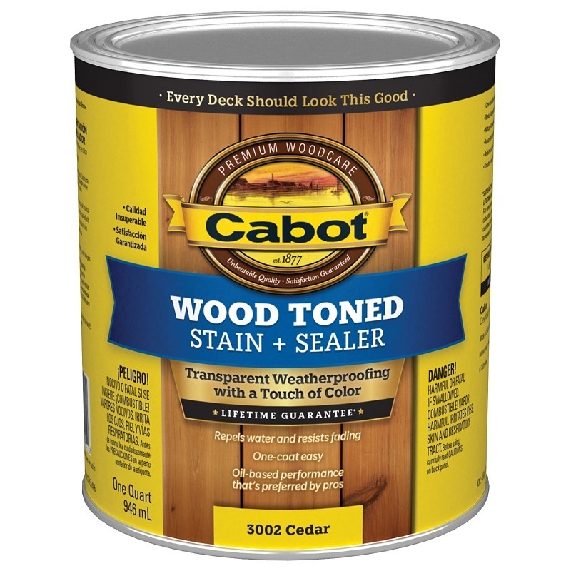 Cabot 3000 Series 140.0003002.005 Exterior Stain, Wood Toned, Cedar, Liquid, 1 q