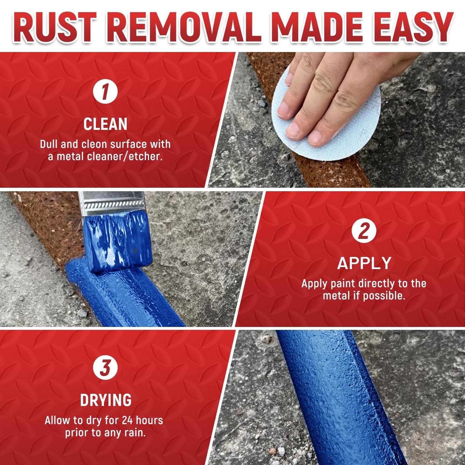Water-Based Metal Anti-Rust Paint, High Gloss Blue 16 fl oz, Metal Primer and…