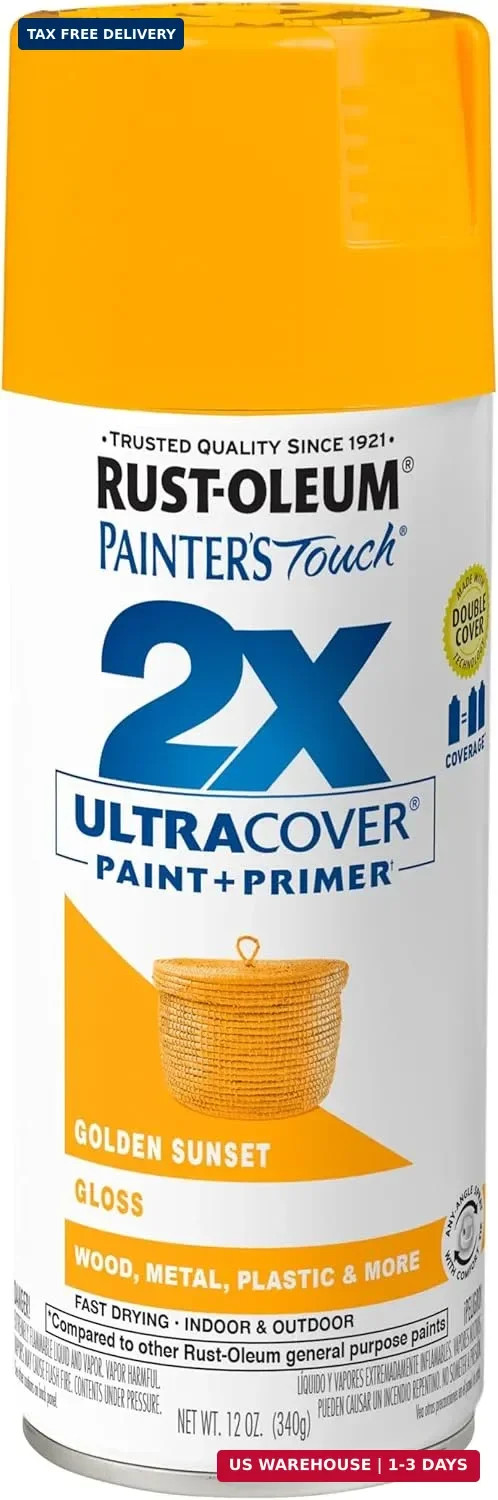 Rust-Oleum 299910 Painter’s Touch 2X Ultra Cover Spray Paint, 12 oz, Gloss Golde