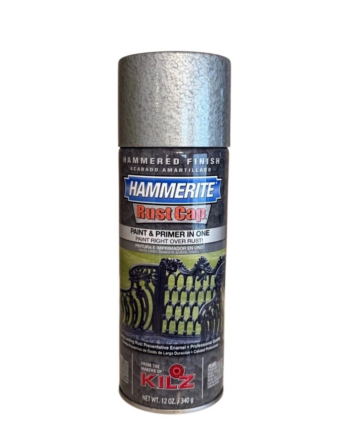 Hammerite Hammered Finish Rust Cap Spray Paint 12oz Can Silver Gray Grey