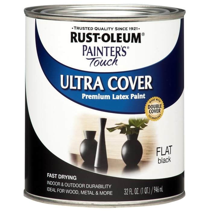 Rust Oleum Painter’s Touch Flat Black Paint 1 Quart Pack Of 2 Quick Drying