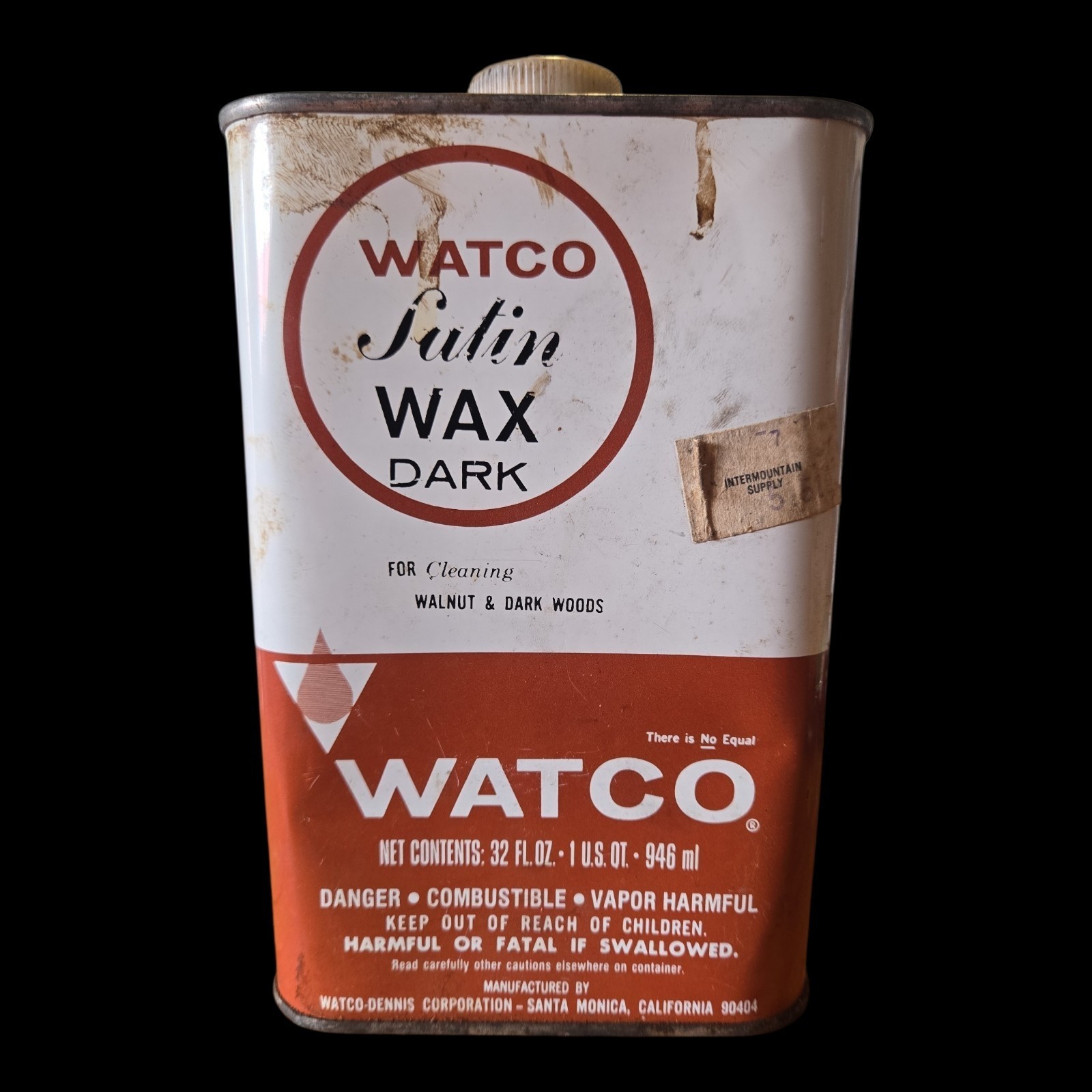 WATCO SATIN WAX DARK QUART Clean Polishes Protects 32 Oz Made In USA Easy Ap