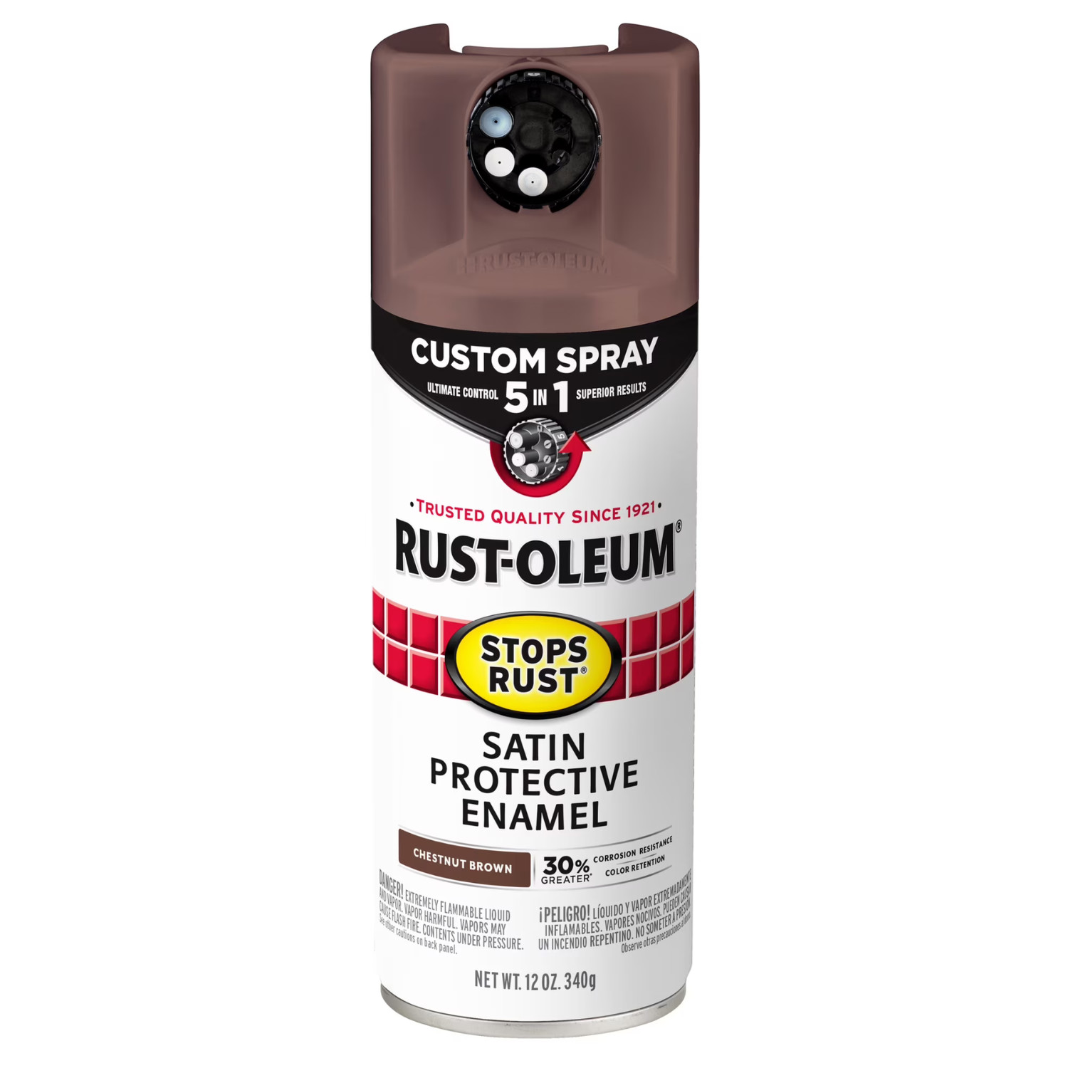 Rust-Oleum Stops Rust Custom 5-in-1 Satin Chestnut Brown Spray Paint, 6 Pack