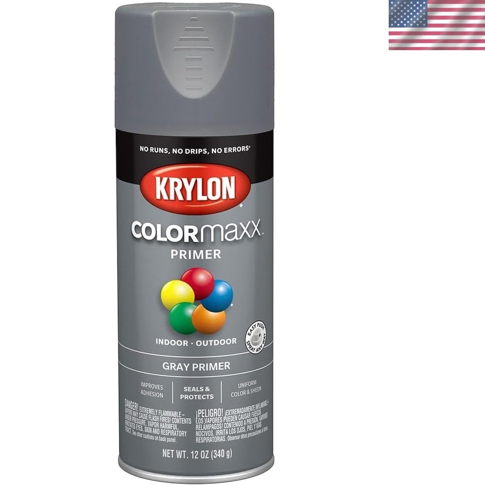 Krylon Gray 12 Oz. Spray Primer – Durable Acrylic for DIY & Home Projects
