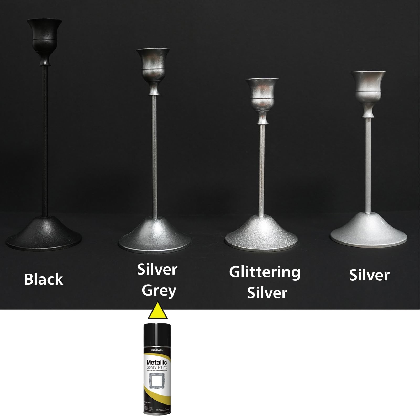 Metallic Spray Paint, Silver Grey- Fast-Drying Finish for DIY Crafts, Models,…